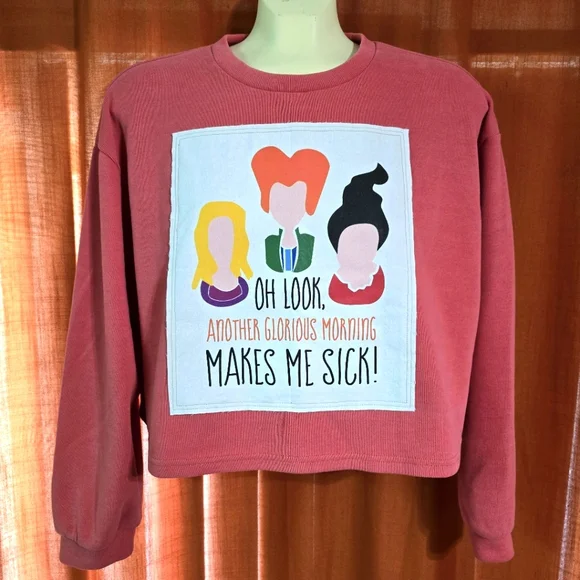 Coral Hocus Pocus Crop Sweater - Picture 1 of 2